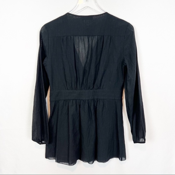 Tory Burch NWT linen black floral embroidered tunic top 4 - Picture 6 of 7